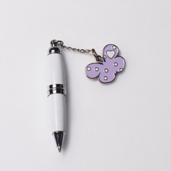 Margot Mini penna bianco farfalla lilla