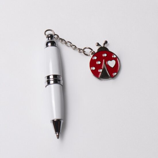 Margot Mini penna bianco coccinella rossa